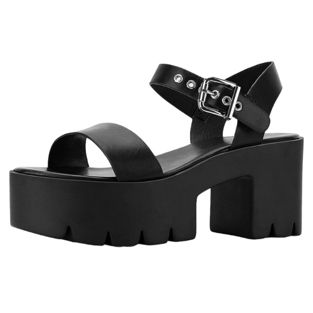 ReadySalted Women's Chunky Platform Open Toe Block Heeled Lightweight Sandal